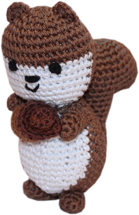 Knit Knacks Slappy the Happy Squirrel Organic Cotton Small Dog Toy